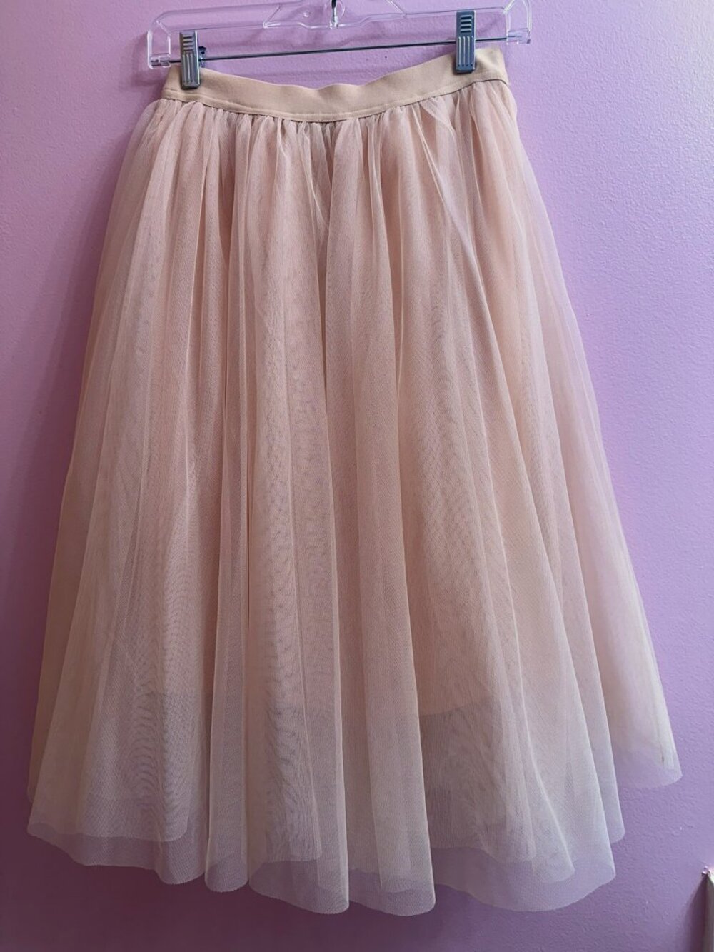 Haute Monde Blush Pink Peach Tulle Midi Skirt Balletcore Layered Size Medium
